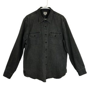 J.Crew Faded Shirt Denim Workwear Size L Utility Pockets & Distressed Finish Men